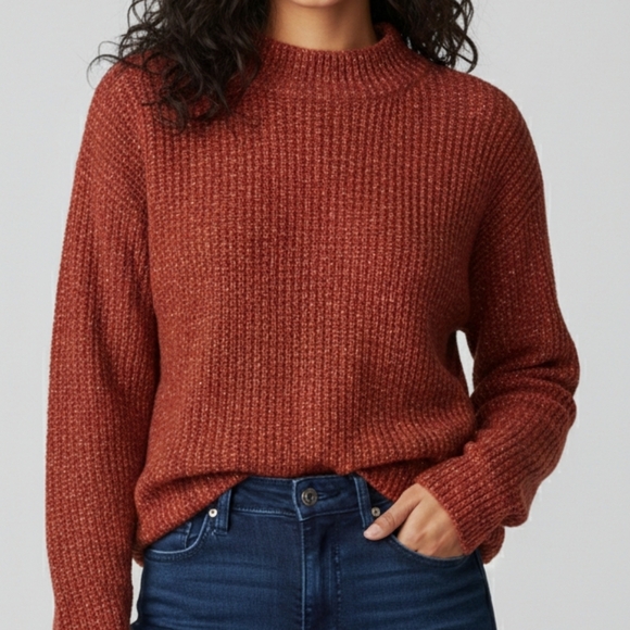 Source Unknown Sweaters - Merino Wool Cashmere Cowl Neck Sweater Women's Small Maroon Cottagecore
